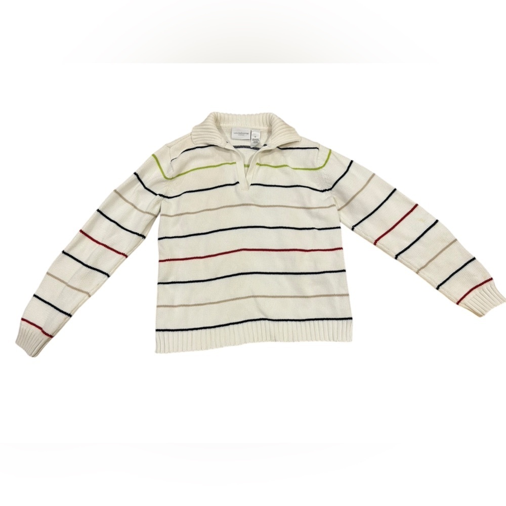 Vintage Y2K Liz Claiborne Striped White Sweater Knit